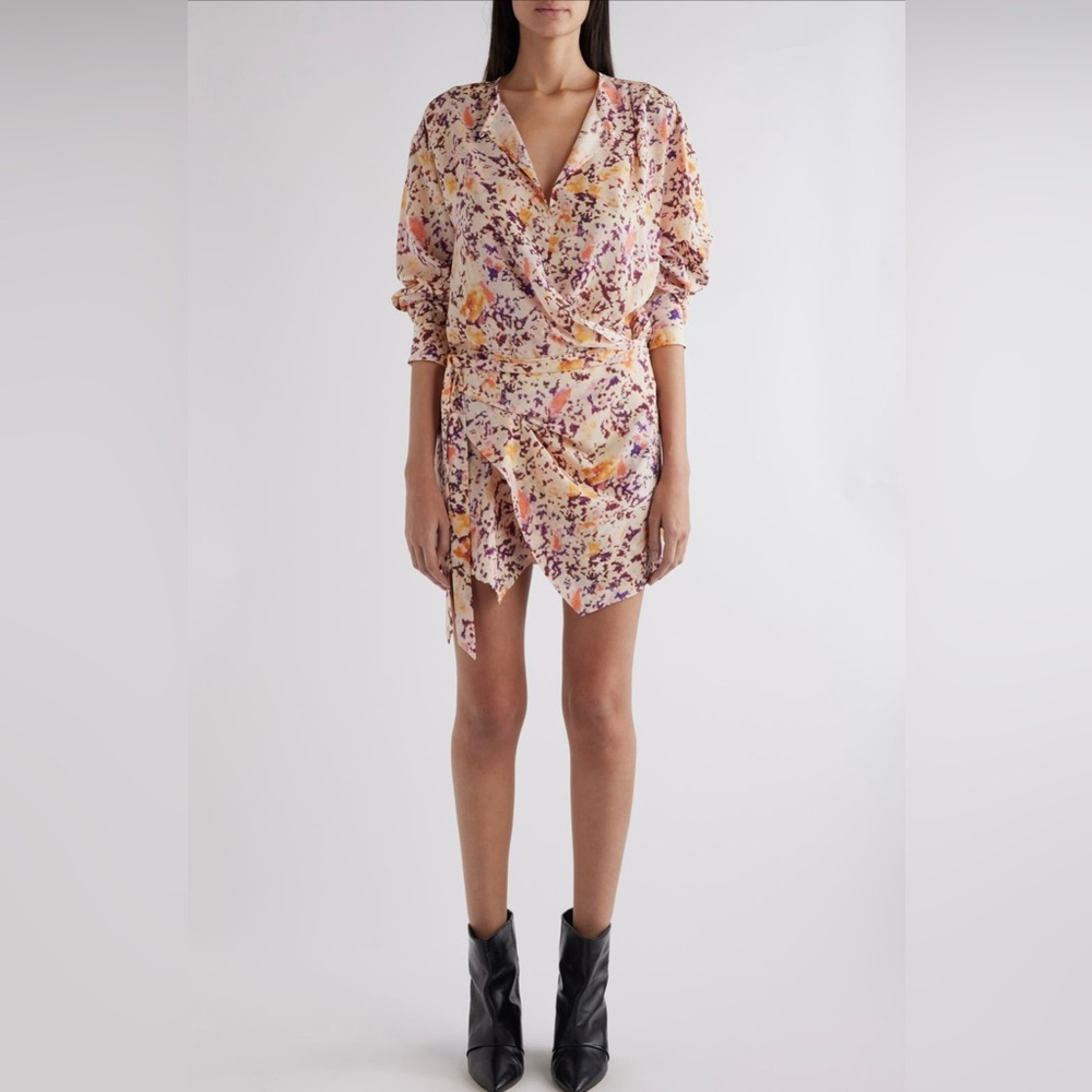 Isabel Marant Habla Wrap Silk Mini Dress Size 6 NWT